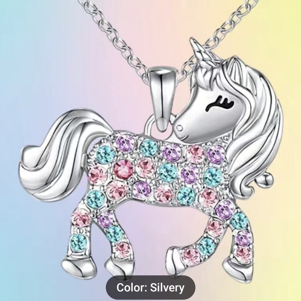 New Creative Shiny Design Exquisite Colorful Unicorn Pendant Necklace, T5B7A